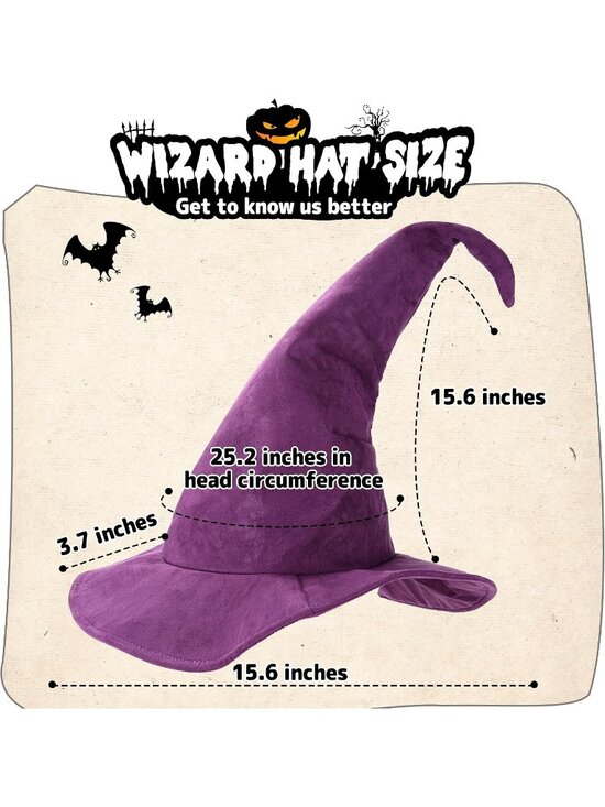 Wizard Mesh Purple Hat for Adult Halloween Costume Witch Cosplay Accessory main image 7